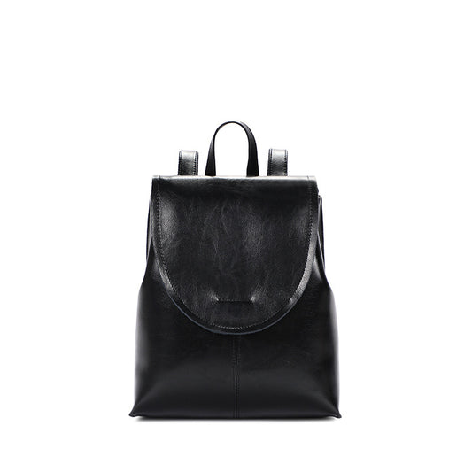 Genuine leather women's backpack fashion retro square bag simple backpack that goes with anything