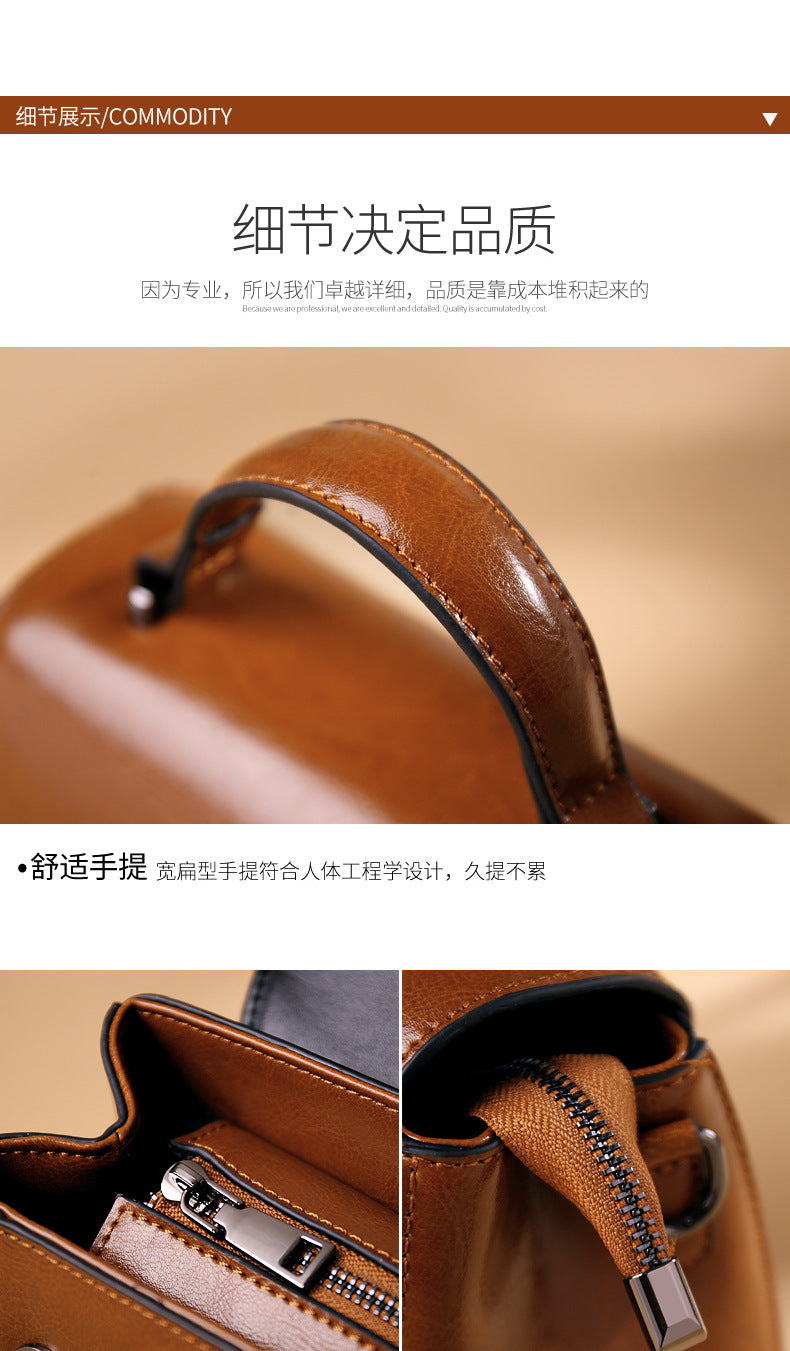 Women's bag Crossbody bag Retro classic handbag Genuine leather square bag Shoulder bag that goes with anything.Pochette