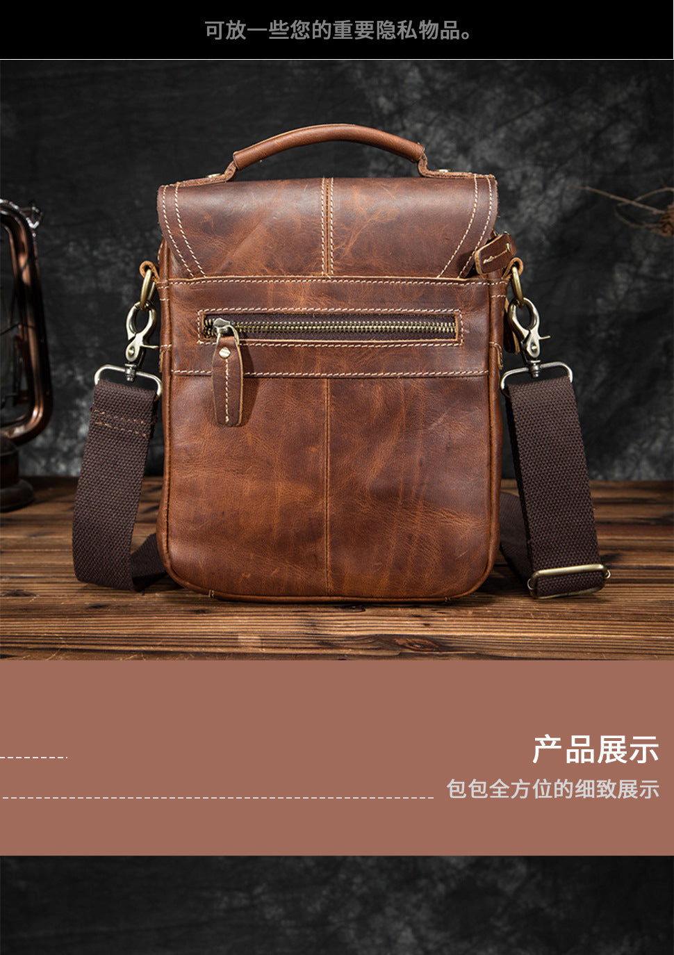 Men's Shoulder Bag Cowhide Genuine Leather Retro Outdoor Travel Crossbody Bag for Men 