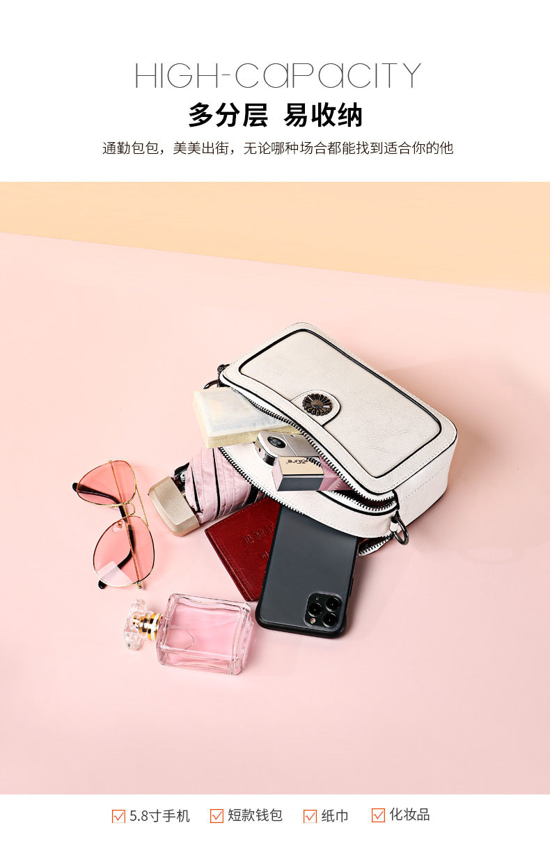 Women's Bag Genuine Leather Trend Fashion Square Bag Camera Bag Simple Shoulder Bag.Pochette