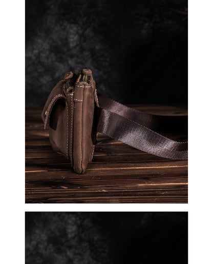 Men's Waist Pouch Cowhide Genuine Leather Fashion Men's Bust Bag 