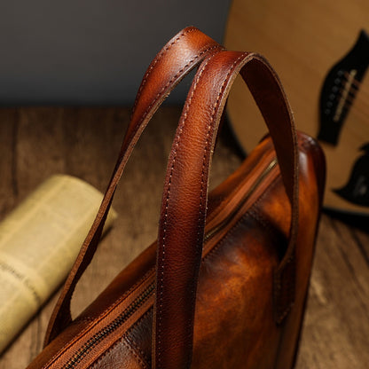 Men's Briefcase Cowhide Genuine Leather Handbag for Men 