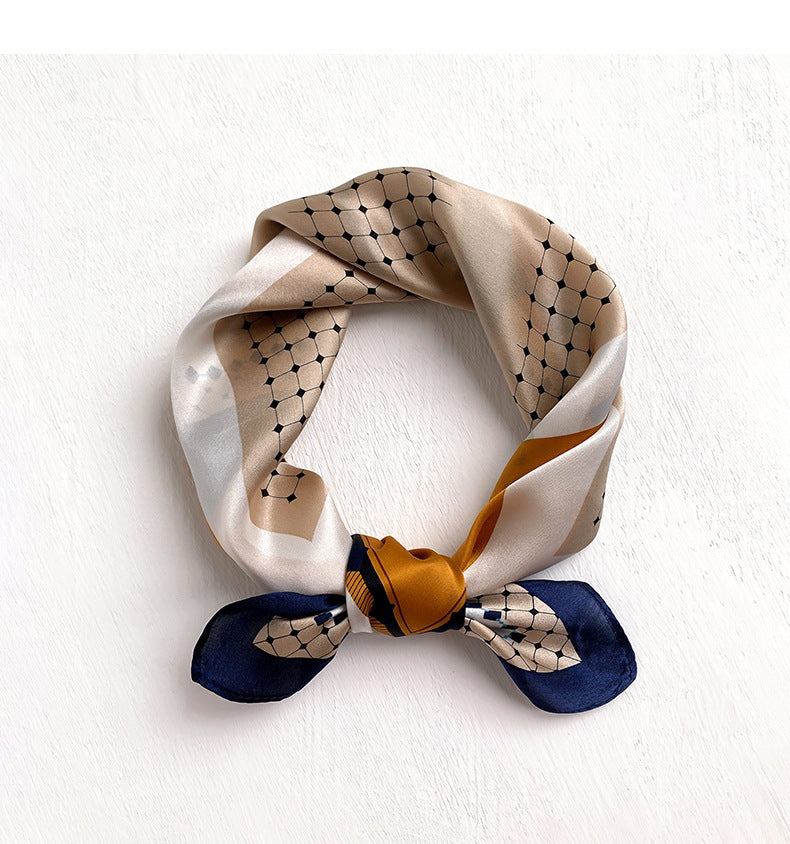 Decorate silk scarf thin printed pattern color matching fashionable temperament neckerchief