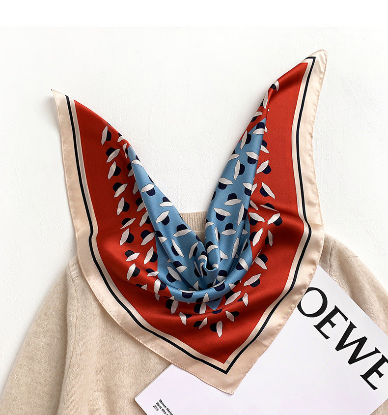 Silk scarf fashionable printed pattern women ornament silk mini scarf thin temperament neckerchief