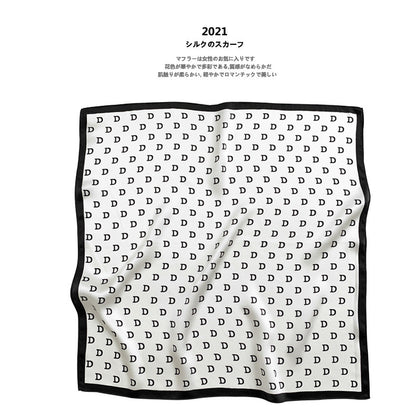 Scarf Women Alphabet Print Pattern Simple Silk Mini Scarf Sheer Neckerchief