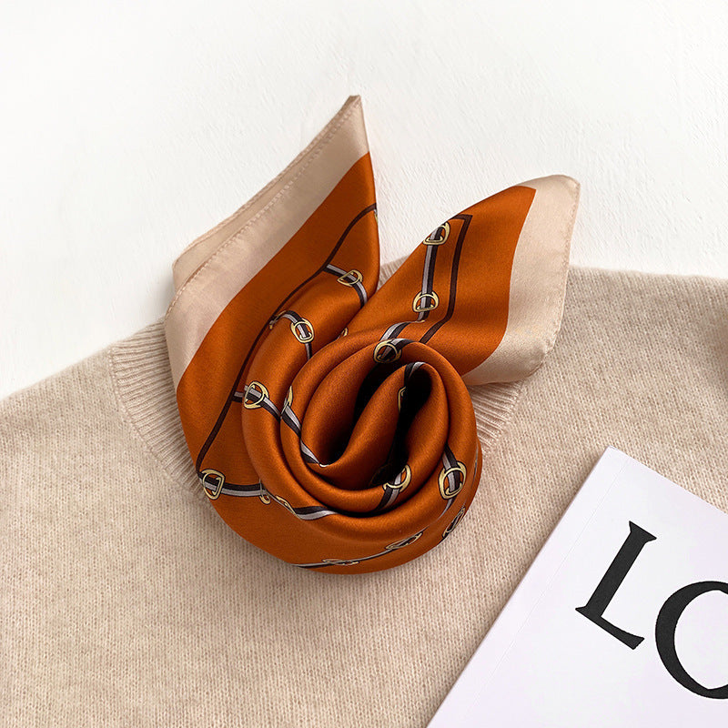 Silk scarf women printed pattern fashion temperament decorative silk sheer scarf neckerchief