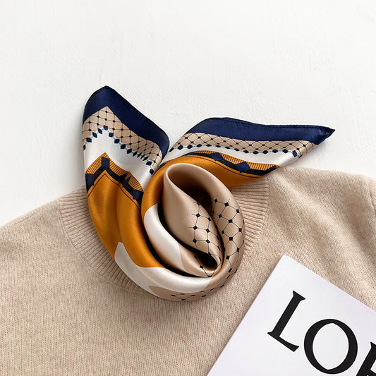 Decorate silk scarf thin printed pattern color matching fashionable temperament neckerchief
