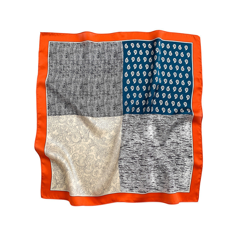 Silk scarf thin mini scarf printed pattern retro high quality temperament silk neckerchief