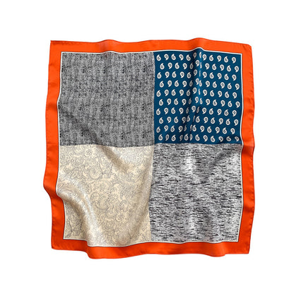 Silk scarf thin mini scarf printed pattern retro high quality temperament silk neckerchief