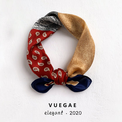 Silk scarf thin mini scarf printed pattern retro high quality temperament silk neckerchief