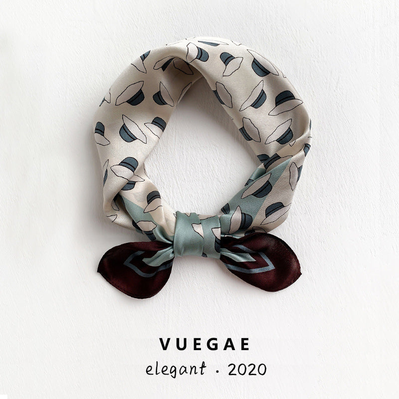 Silk scarf fashionable printed pattern women ornament silk mini scarf thin temperament neckerchief