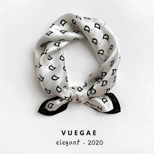Scarf Women Alphabet Print Pattern Simple Silk Mini Scarf Sheer Neckerchief