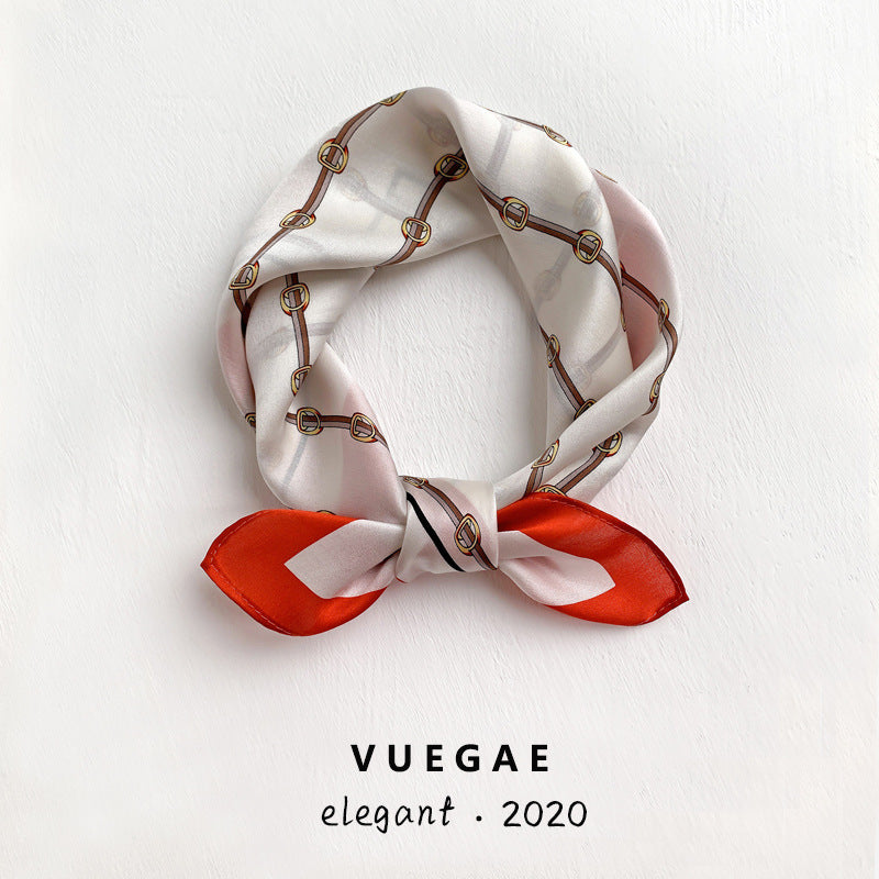 Silk scarf women printed pattern fashion temperament decorative silk sheer scarf neckerchief