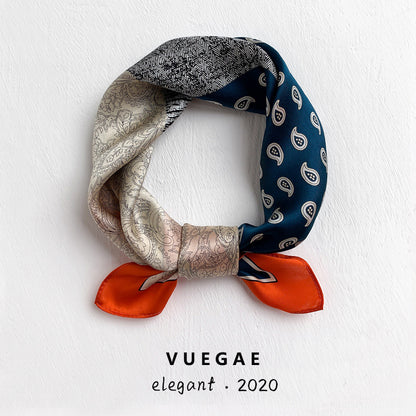 Silk scarf thin mini scarf printed pattern retro high quality temperament silk neckerchief