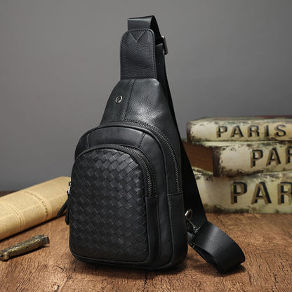Men's Bust Bag Genuine Cowhide Leather Korean Fashion Casual Crossbody Bag for Men 