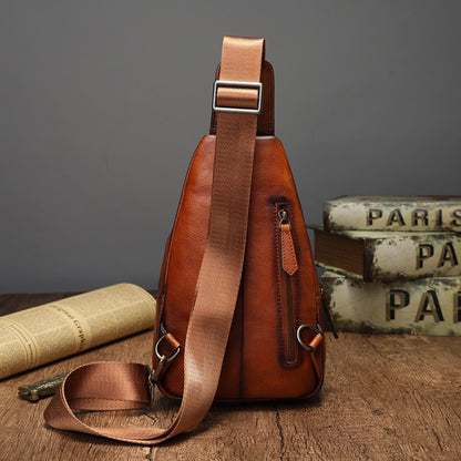 Men's Bust Bag Genuine Cowhide Leather Korean Fashion Casual Crossbody Bag for Men 