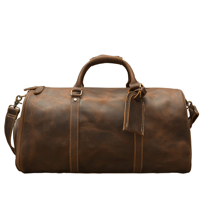 Men's Travel Bag Large Capacity Cowhide Crazy Horse Handmade Retro Crossbody Bag Fashion Luggage Bag for Men 