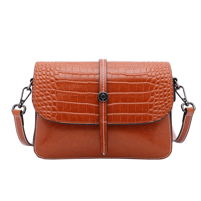 Women's bag Crocodile pattern cowhide fashion crossbody bag that goes with anything Genuine leather square bag Retro shoulder bag. Pochette 