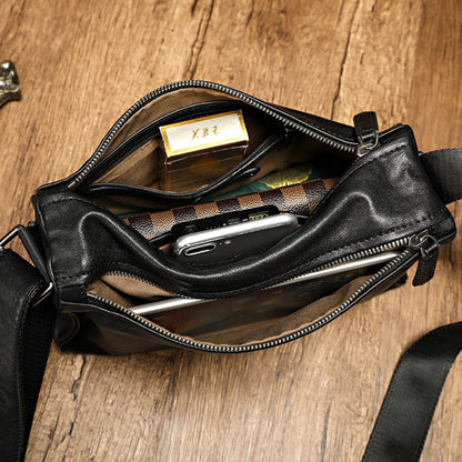 Men's Shoulder Bag Genuine Cowhide Leather Casual Bag Men's Crossbody Bag 