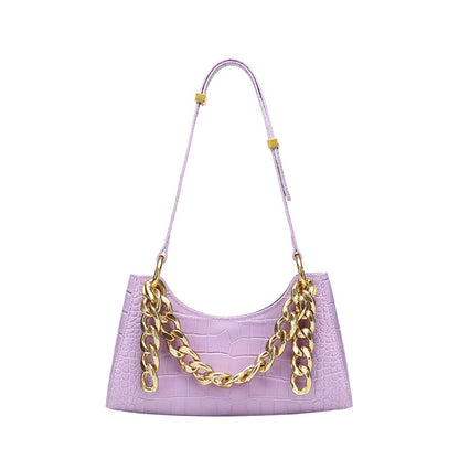 Women's Chain Bag Genuine Leather Handbag Crocodile Pattern Armpit Bag Handbag Fashion Cowhide Shoulder Bag.Pochette