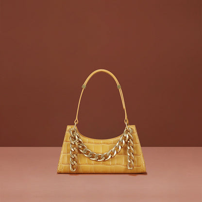 Women's Chain Bag Genuine Leather Handbag Crocodile Pattern Armpit Bag Handbag Fashion Cowhide Shoulder Bag.Pochette