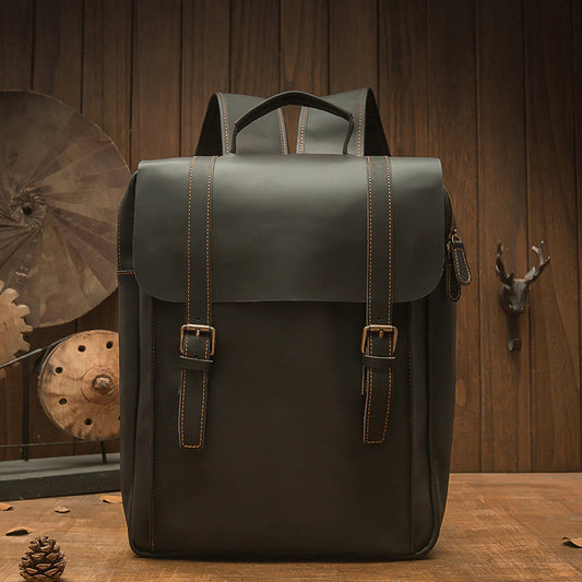Men's backpack, handmade, quality, large capacity, genuine cowhide leather, fashion travel bag, computer bag 