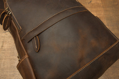 Men's backpack original handmade cowhide genuine leather Crazy Horse retro casual business computer bag 