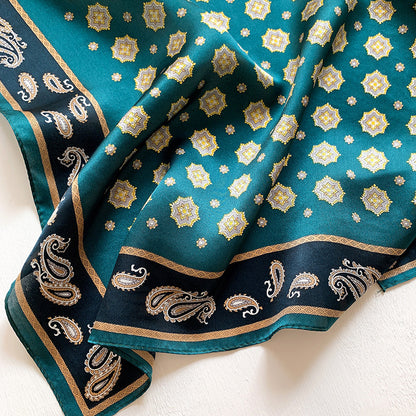 Silk scarf for women printed pattern commuting style small scarf goes with everything elegant neckerchief