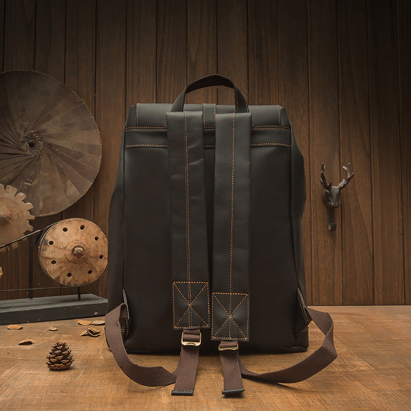 Men's backpack handmade original cowhide genuine leather retro fashion unisex casual bag 