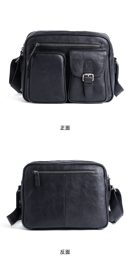 Men's Shoulder Bag Genuine Cowhide Leather Casual Manually Colored Men's Crossbody Bag 