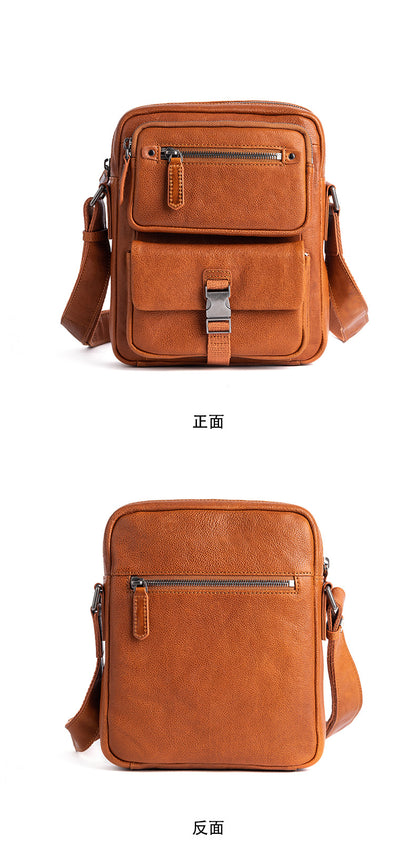 Men's Shoulder Bag Genuine Cowhide Leather Business Casual Crossbody Bag for Men 