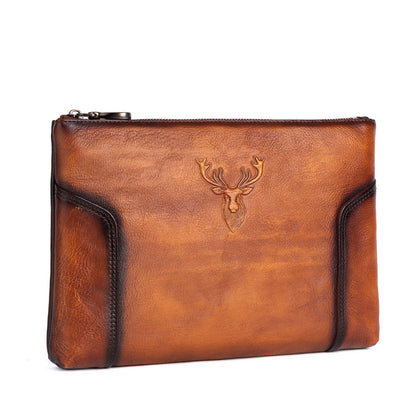 Men's Clutch Bag Genuine Cowhide Leather Casual Men's Handbag 