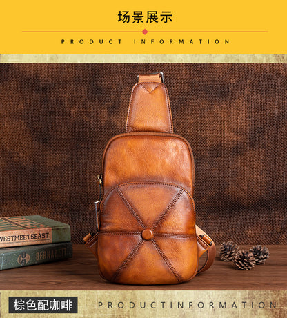Men's bust bag Genuine cowhide leather business crossbody bag for men 