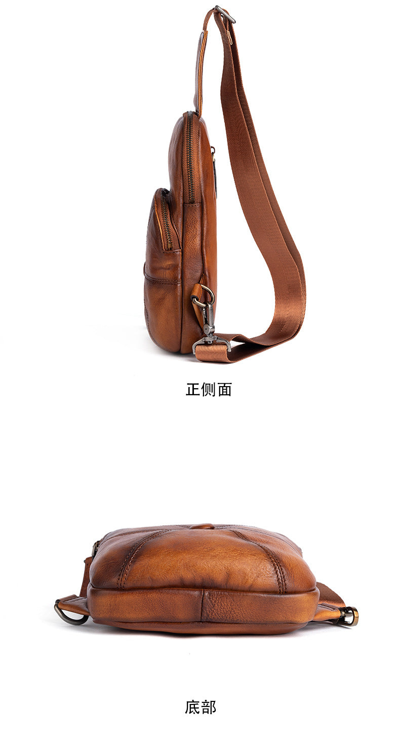 Men's bust bag Genuine cowhide leather business crossbody bag for men 