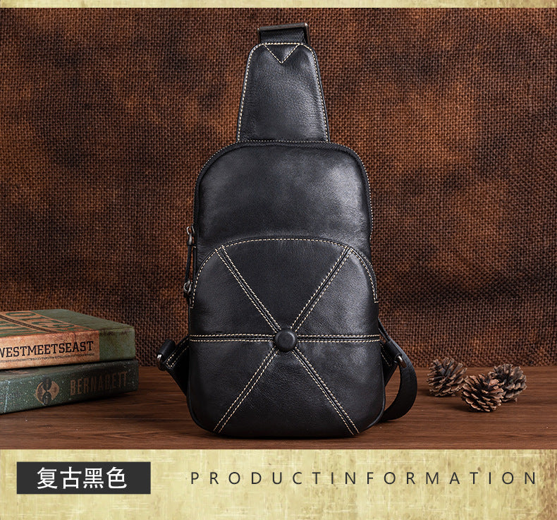 Men's bust bag Genuine cowhide leather business crossbody bag for men 