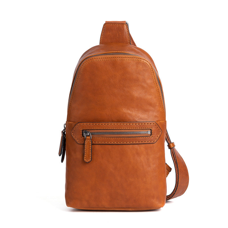 Men's Bust Bag Genuine Cowhide Leather Fashion Business Men's Crossbody Bag 