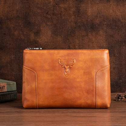 Men's Clutch Bag Genuine Cowhide Leather Casual Men's Handbag 