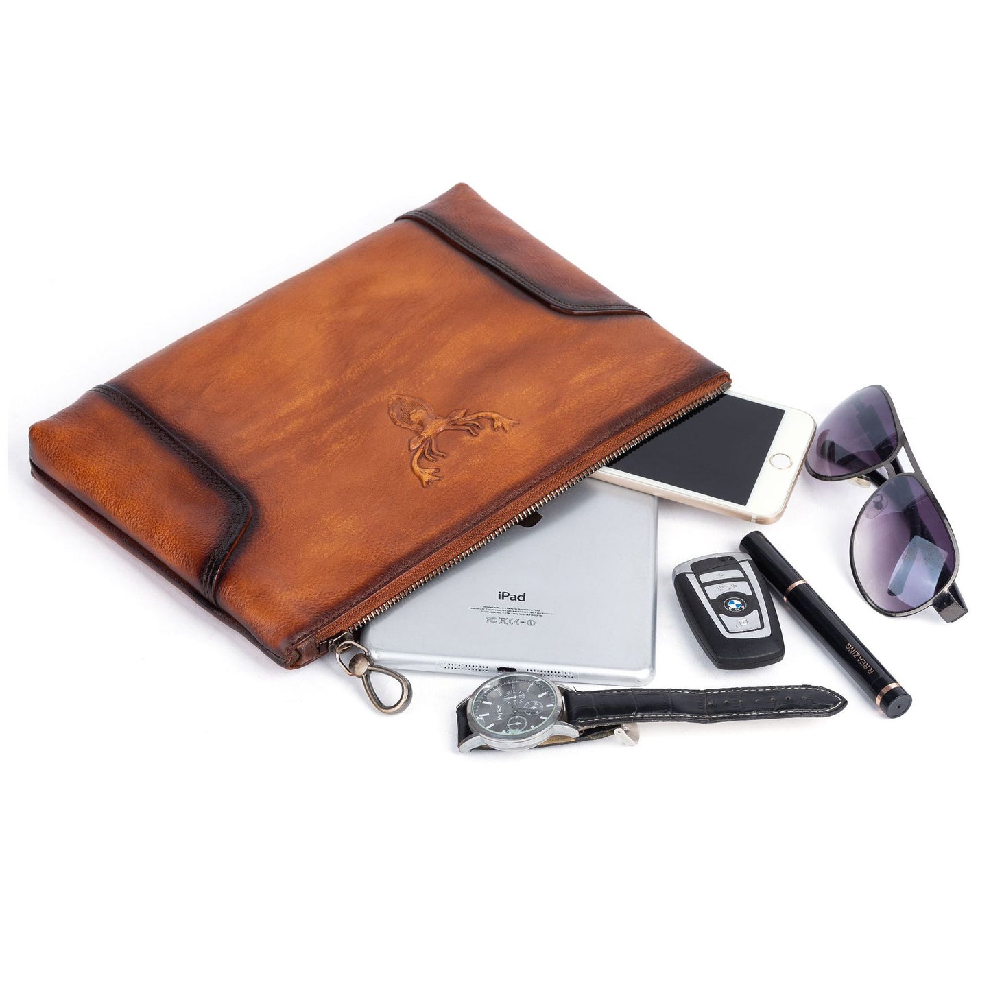 Men's Clutch Bag Genuine Cowhide Leather Casual Men's Handbag 