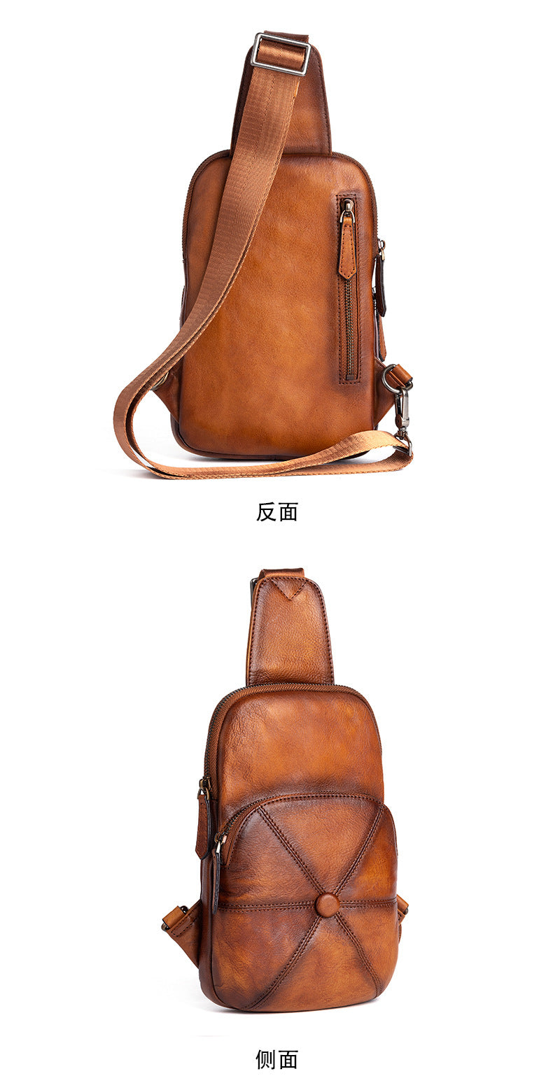 Men's bust bag Genuine cowhide leather business crossbody bag for men 
