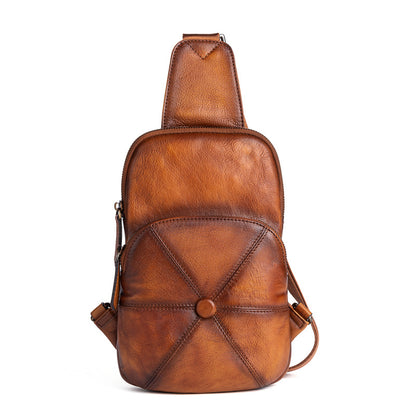 Men's bust bag Genuine cowhide leather business crossbody bag for men 