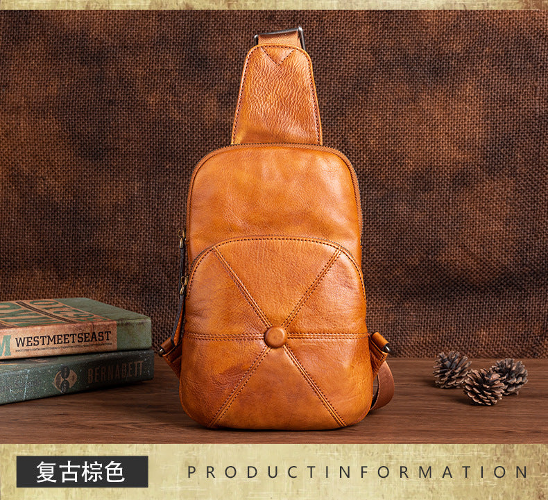 Men's bust bag Genuine cowhide leather business crossbody bag for men 
