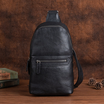 Men's Bust Bag Genuine Cowhide Leather Fashion Business Men's Crossbody Bag 