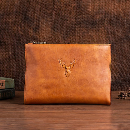 Men's Clutch Bag Genuine Cowhide Leather Retro Casual Men's Handbag 