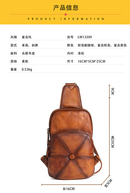 Men's bust bag Genuine cowhide leather business crossbody bag for men 