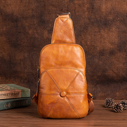 Men's bust bag Genuine cowhide leather business crossbody bag for men 
