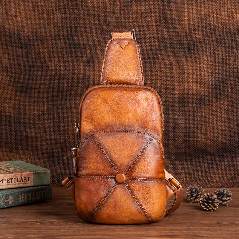 Men's bust bag Genuine cowhide leather business crossbody bag for men 