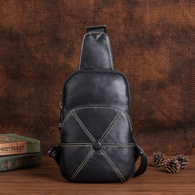 Men's bust bag Genuine cowhide leather business crossbody bag for men 