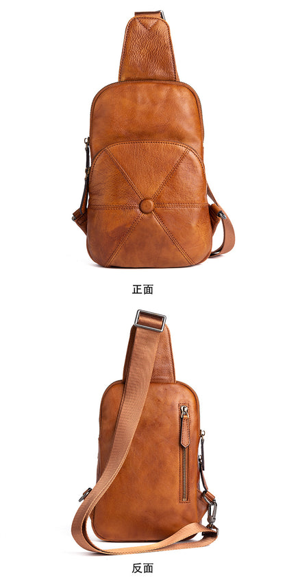 Men's bust bag Genuine cowhide leather business crossbody bag for men 