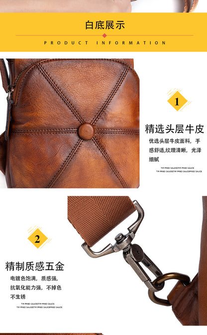 Men's bust bag Genuine cowhide leather business crossbody bag for men 