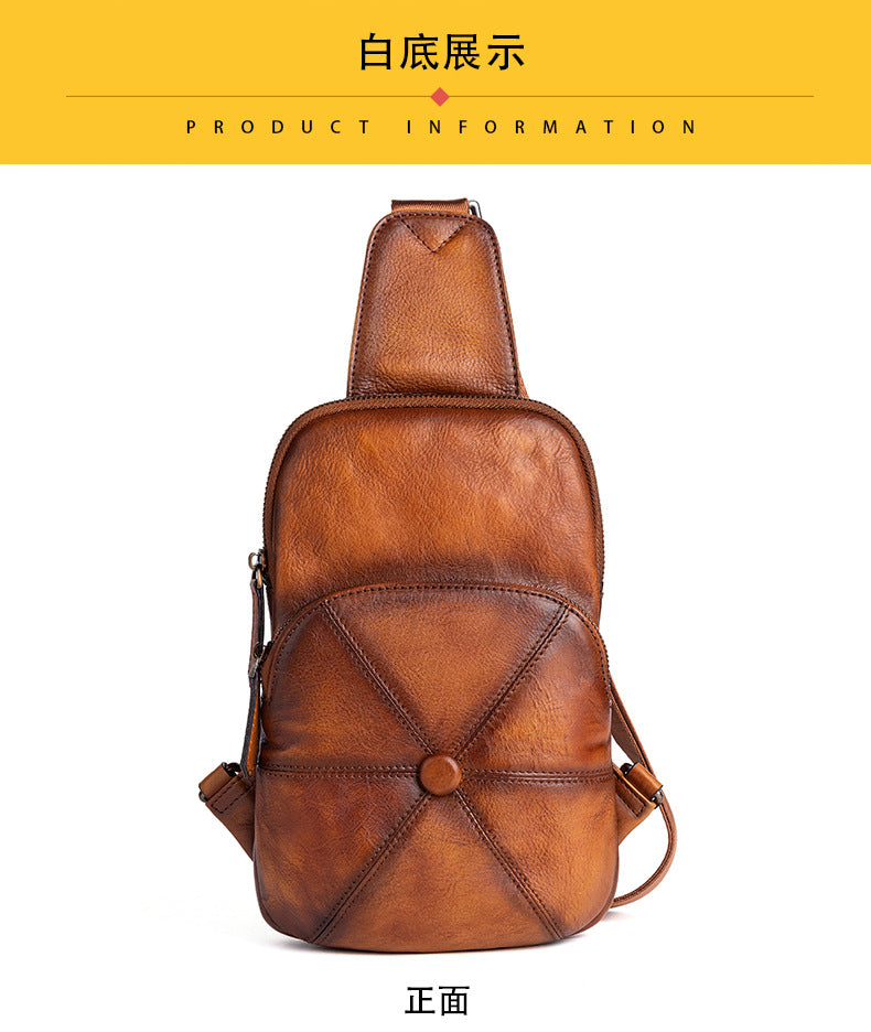 Men's bust bag Genuine cowhide leather business crossbody bag for men 